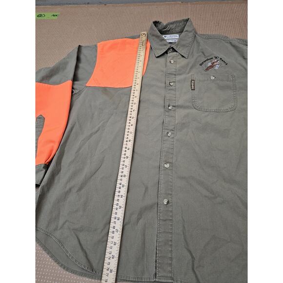 Columbia Shooting Hunting Shirt Olive Green Orange Button Down Size Large - Picture 6 of 11